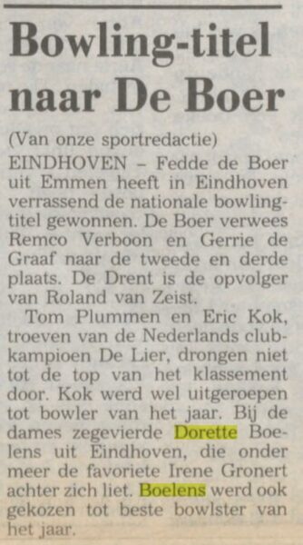 1988.06.13 Parool Nederlands Kampioen en Bowlster van het jaar