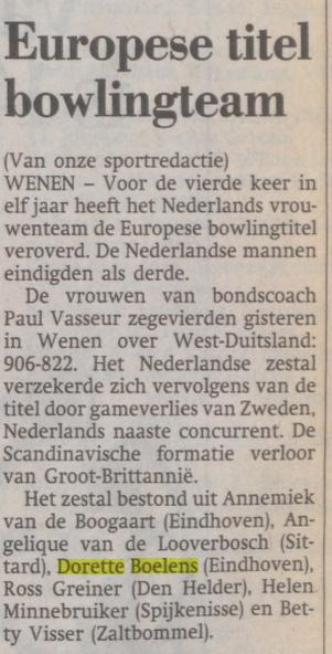 1990.07.09 Parool Europese titel bowlingteam